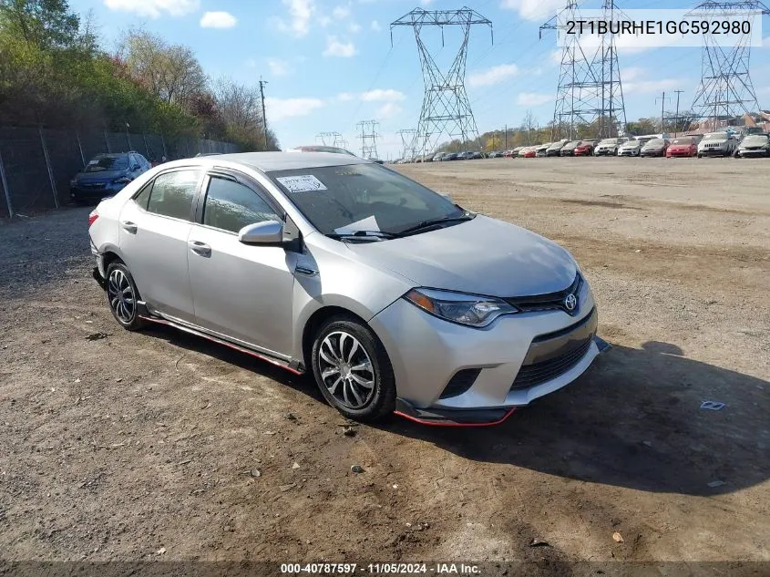 2016 Toyota Corolla Le VIN: 2T1BURHE1GC592980 Lot: 40787597