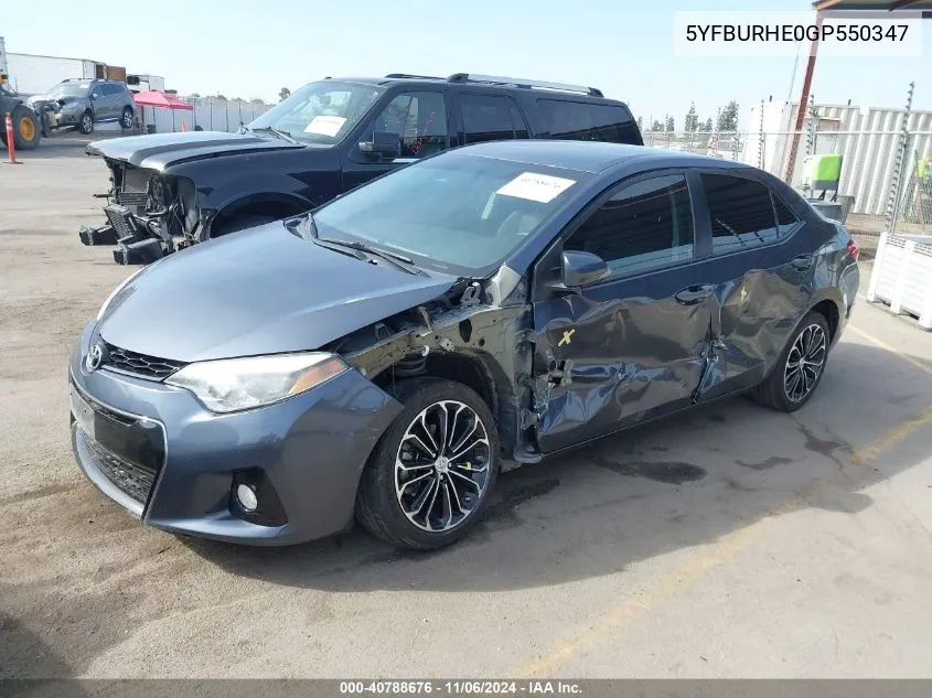 2016 Toyota Corolla S Plus VIN: 5YFBURHE0GP550347 Lot: 40788676