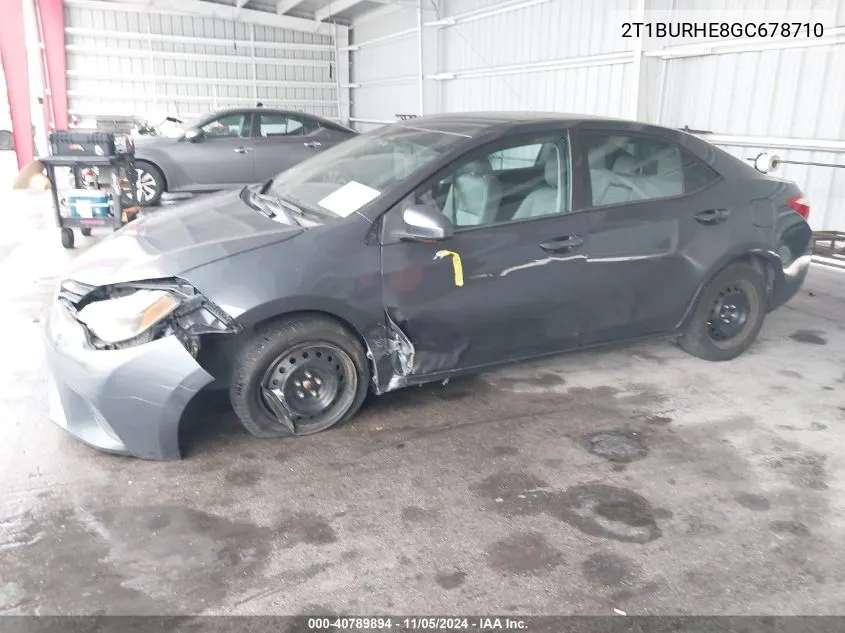 2016 Toyota Corolla Le VIN: 2T1BURHE8GC678710 Lot: 40789894