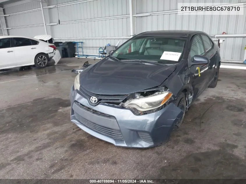 2016 Toyota Corolla Le VIN: 2T1BURHE8GC678710 Lot: 40789894