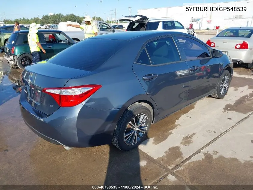 2016 Toyota Corolla Le Plus VIN: 5YFBURHEXGP548539 Lot: 40790535