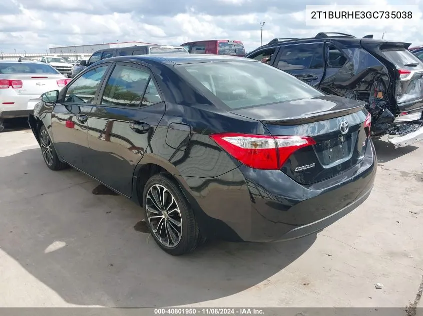 2016 Toyota Corolla S Plus VIN: 2T1BURHE3GC735038 Lot: 40801950