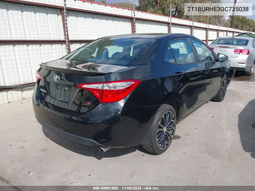 2016 Toyota Corolla S Plus VIN: 2T1BURHE3GC735038 Lot: 40801950