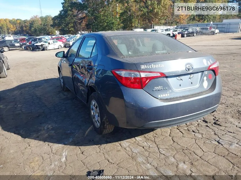 2016 Toyota Corolla L VIN: 2T1BURHE9GC696178 Lot: 40805860