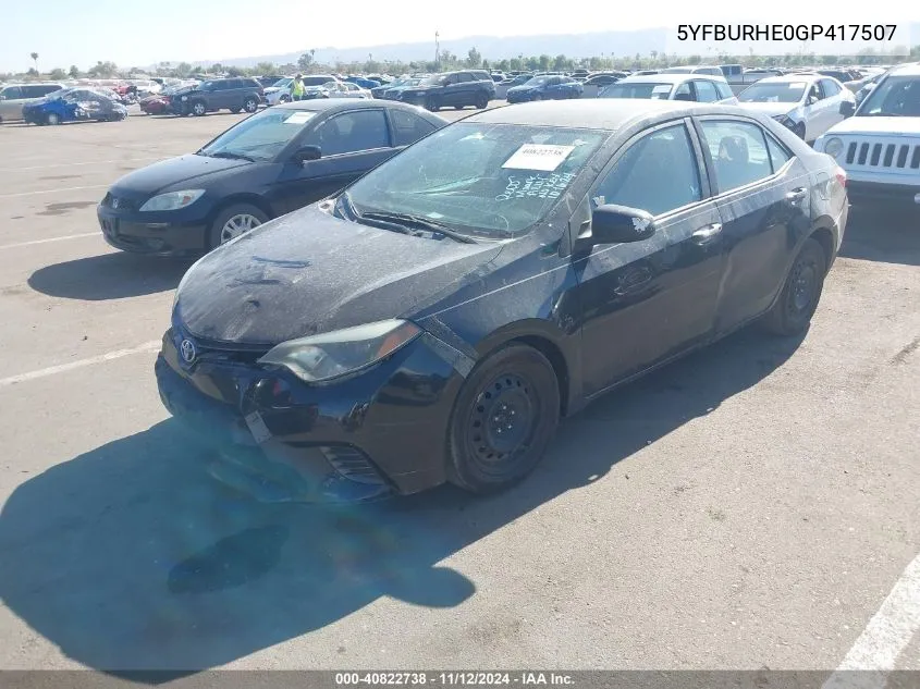 2016 Toyota Corolla Le VIN: 5YFBURHE0GP417507 Lot: 40822738