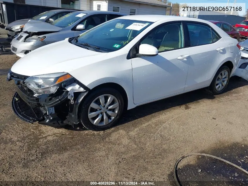 2016 Toyota Corolla Le VIN: 2T1BURHE9GC657168 Lot: 40828296