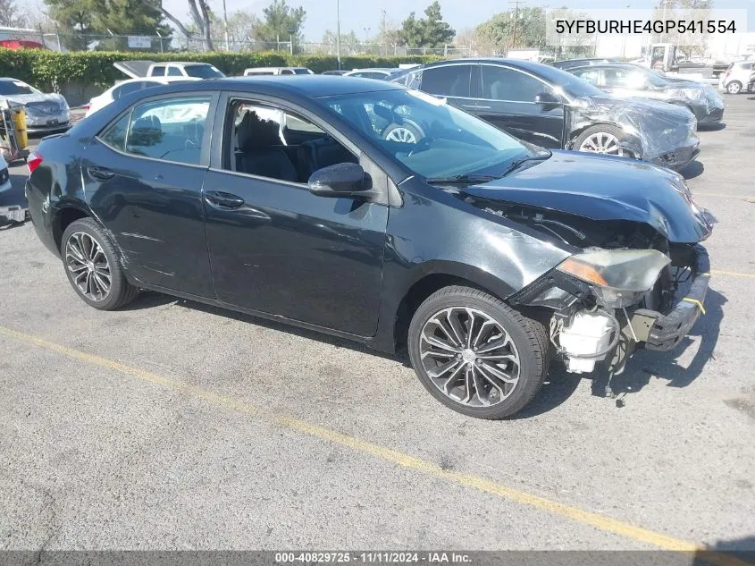 2016 Toyota Corolla S Plus VIN: 5YFBURHE4GP541554 Lot: 40829725