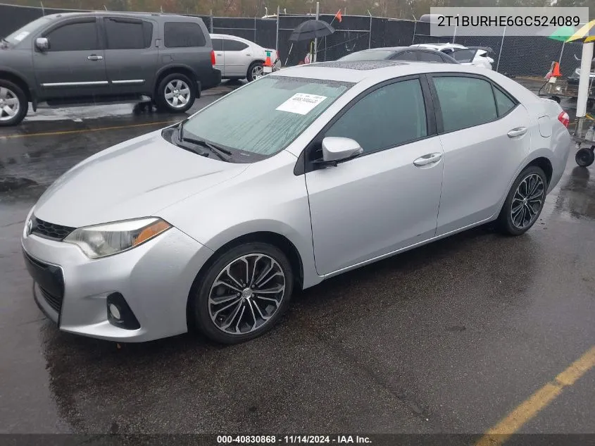 2016 Toyota Corolla S Premium VIN: 2T1BURHE6GC524089 Lot: 40830868