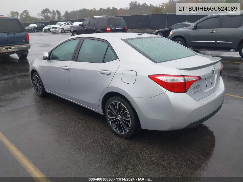 2016 Toyota Corolla S Premium VIN: 2T1BURHE6GC524089 Lot: 40830868