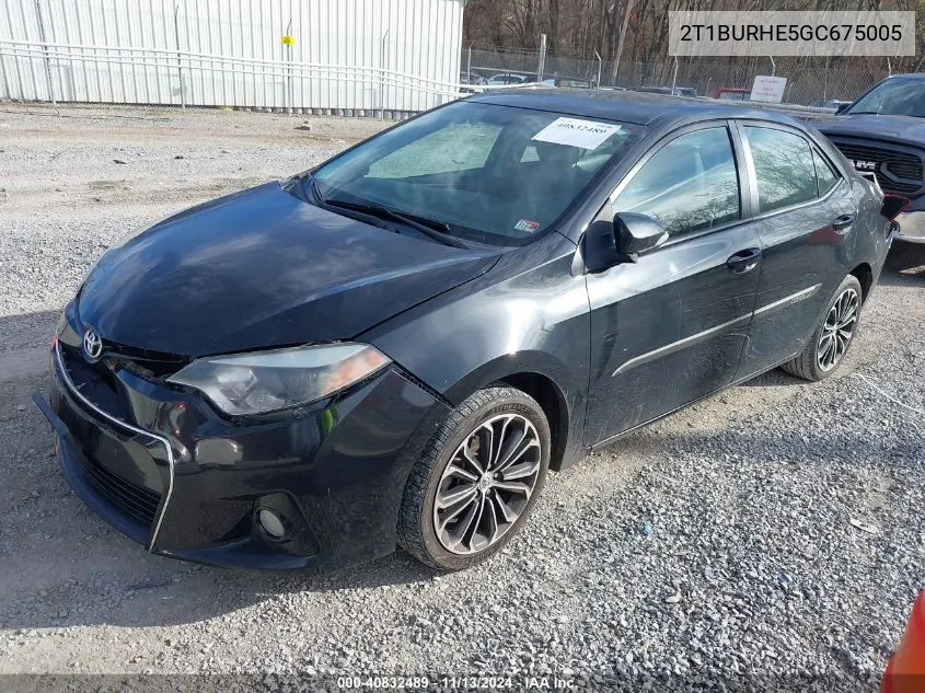 2016 Toyota Corolla S Plus VIN: 2T1BURHE5GC675005 Lot: 40832489