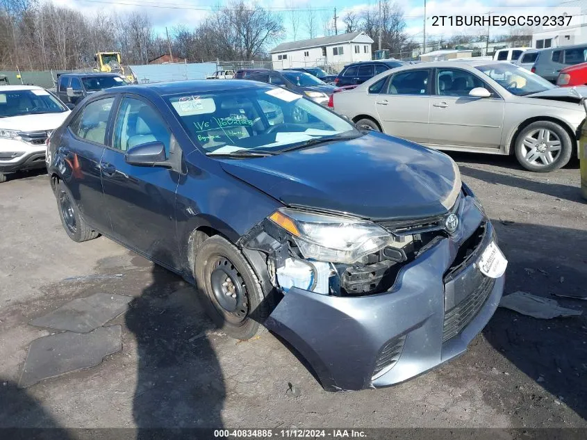 2016 Toyota Corolla Le VIN: 2T1BURHE9GC592337 Lot: 40834885