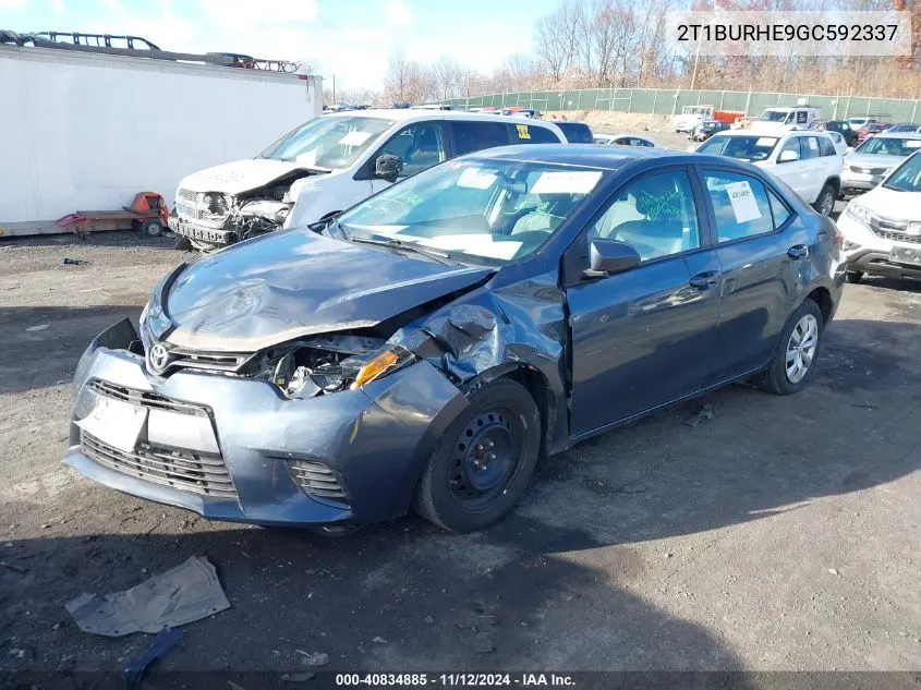 2016 Toyota Corolla Le VIN: 2T1BURHE9GC592337 Lot: 40834885