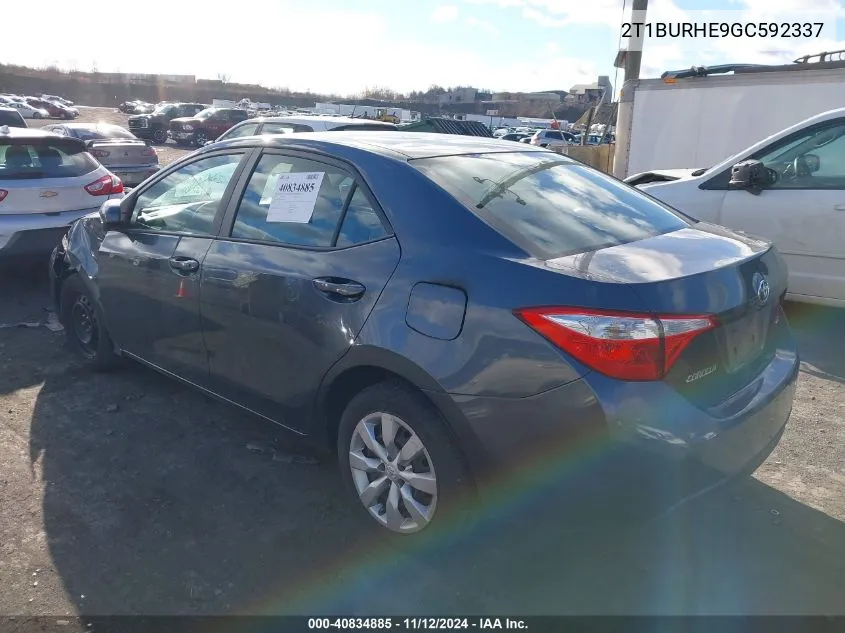 2016 Toyota Corolla Le VIN: 2T1BURHE9GC592337 Lot: 40834885