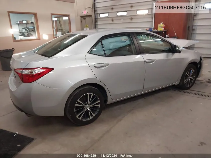 2016 Toyota Corolla Le Plus VIN: 2T1BURHE8GC507116 Lot: 40842291