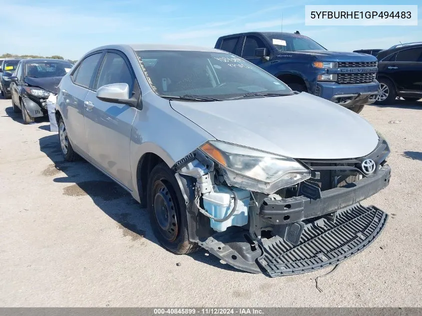 2016 Toyota Corolla L VIN: 5YFBURHE1GP494483 Lot: 40845899