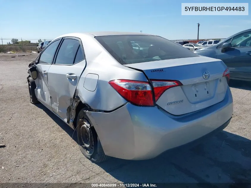 2016 Toyota Corolla L VIN: 5YFBURHE1GP494483 Lot: 40845899