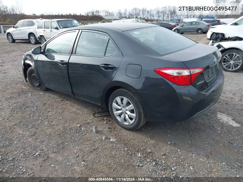 2016 Toyota Corolla Le VIN: 2T1BURHE0GC495477 Lot: 40848584