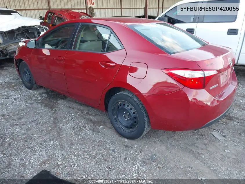 2016 Toyota Corolla Le VIN: 5YFBURHE6GP420055 Lot: 40853021