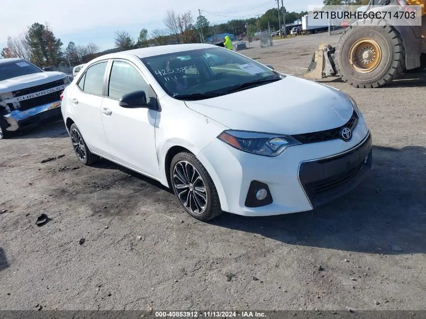 2016 Toyota Corolla S Plus VIN: 2T1BURHE6GC714703 Lot: 40853912