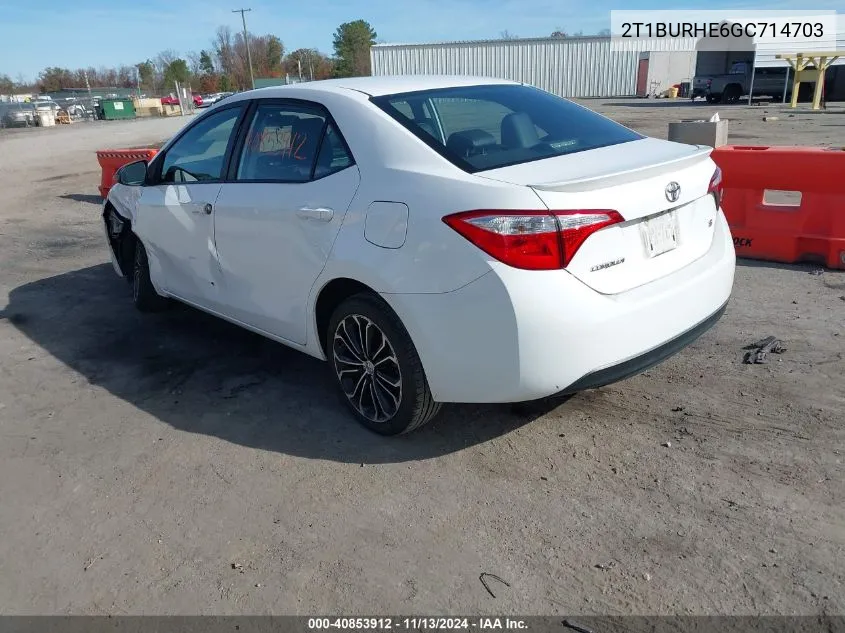 2016 Toyota Corolla S Plus VIN: 2T1BURHE6GC714703 Lot: 40853912