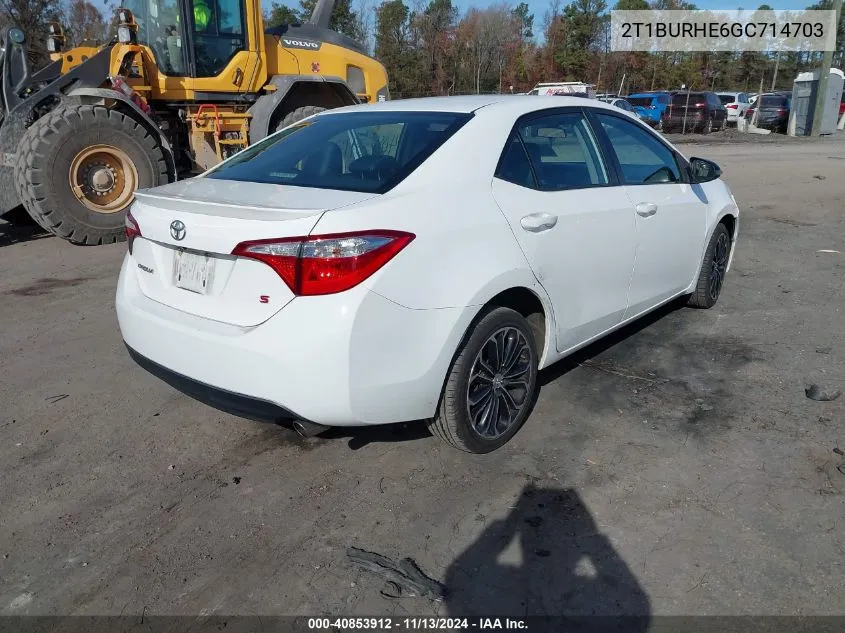 2016 Toyota Corolla S Plus VIN: 2T1BURHE6GC714703 Lot: 40853912