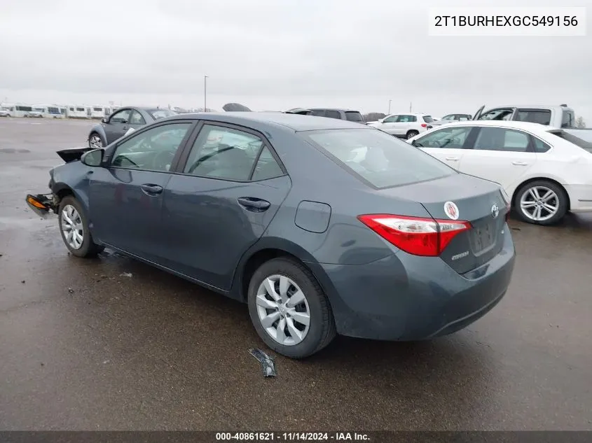 2016 Toyota Corolla Le VIN: 2T1BURHEXGC549156 Lot: 40861621