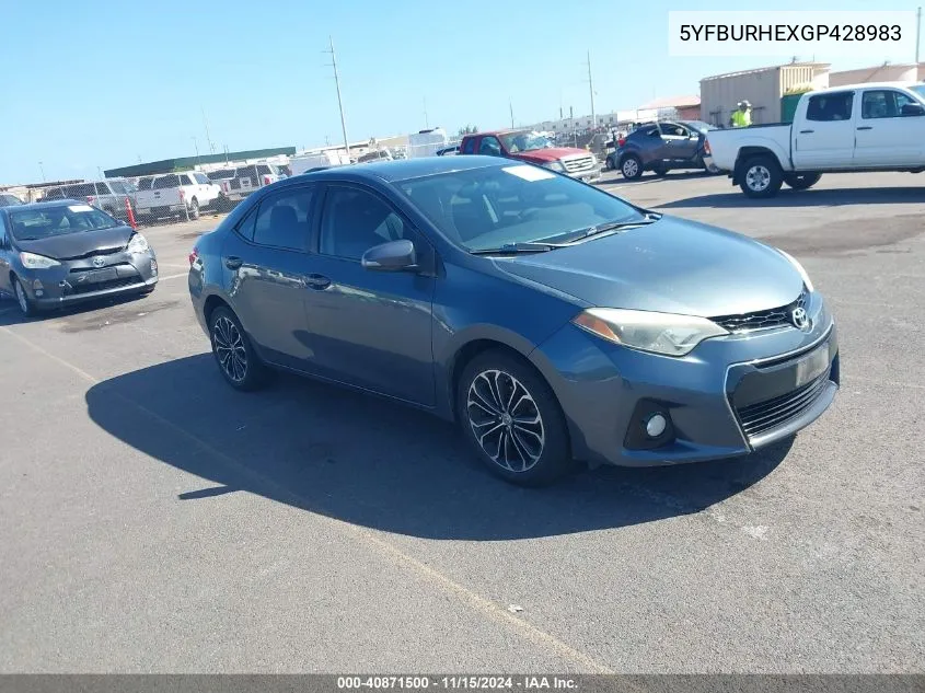 2016 Toyota Corolla S Plus VIN: 5YFBURHEXGP428983 Lot: 40871500