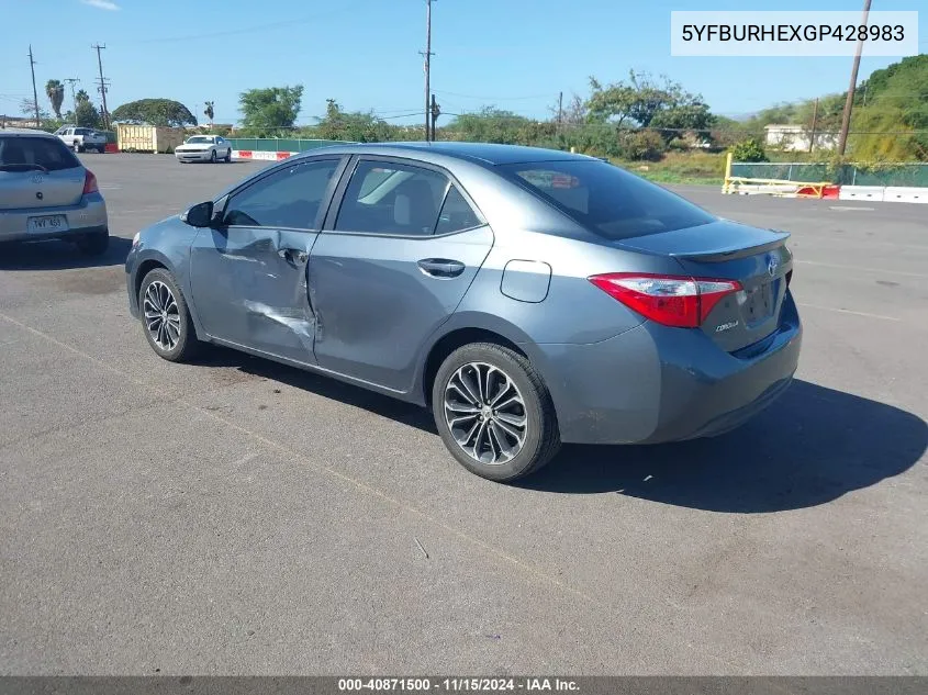 2016 Toyota Corolla S Plus VIN: 5YFBURHEXGP428983 Lot: 40871500