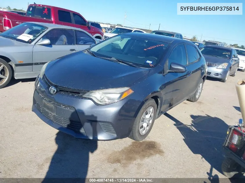 2016 Toyota Corolla L VIN: 5YFBURHE6GP375814 Lot: 40874745