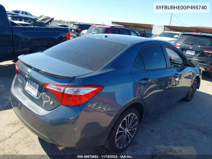 2016 Toyota Corolla S Premium VIN: 5YFBURHE0GP495740 Lot: 40875692