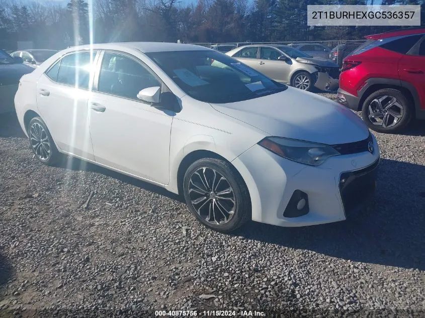 2016 Toyota Corolla S Plus VIN: 2T1BURHEXGC536357 Lot: 40875756