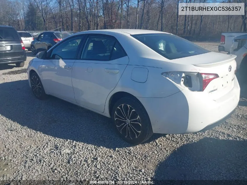 2016 Toyota Corolla S Plus VIN: 2T1BURHEXGC536357 Lot: 40875756