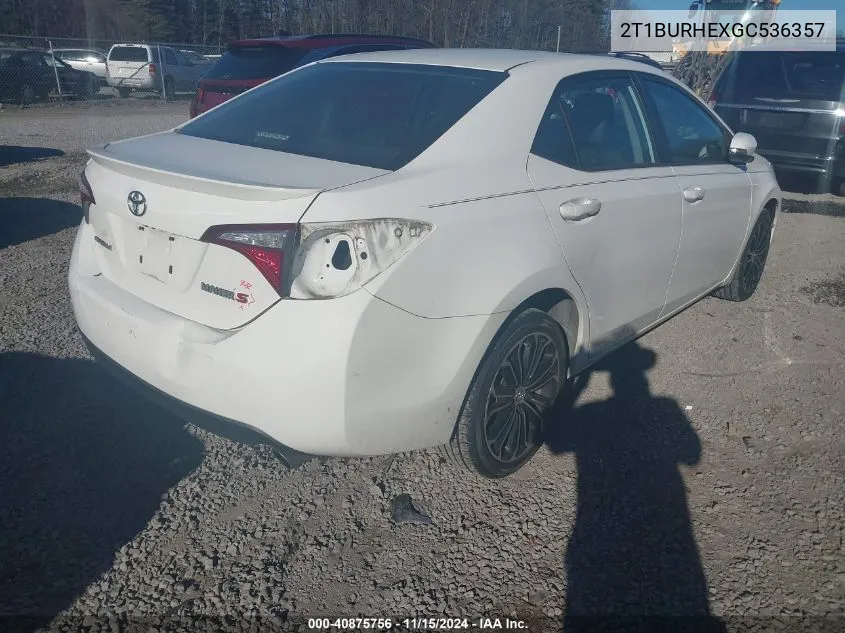 2016 Toyota Corolla S Plus VIN: 2T1BURHEXGC536357 Lot: 40875756