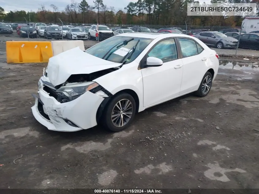 2016 Toyota Corolla Le Premium VIN: 2T1BURHE5GC734649 Lot: 40876140