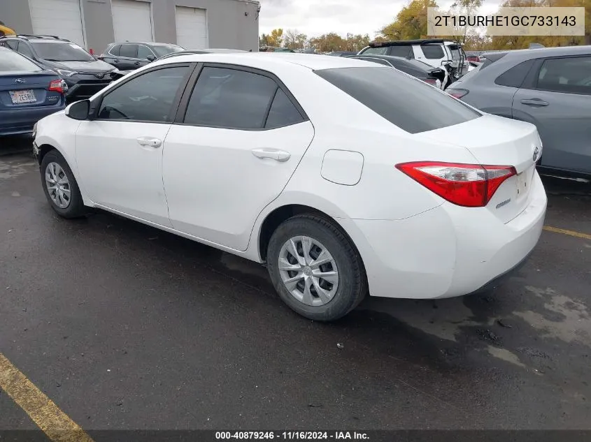 2016 Toyota Corolla L VIN: 2T1BURHE1GC733143 Lot: 40879246