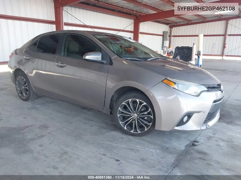 2016 Toyota Corolla L/Le/Le Pls/Prm/S/S Pls VIN: 5YFBURHE2GP462108 Lot: 40881360