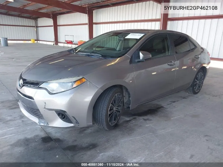 2016 Toyota Corolla L/Le/Le Pls/Prm/S/S Pls VIN: 5YFBURHE2GP462108 Lot: 40881360