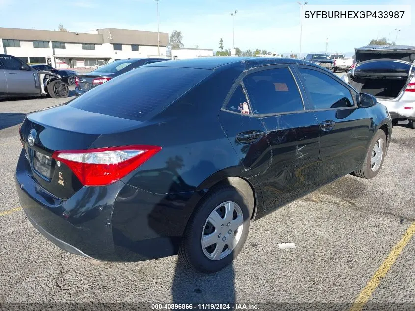 2016 Toyota Corolla L VIN: 5YFBURHEXGP433987 Lot: 40896866