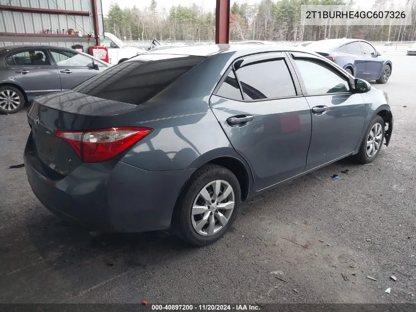 2016 Toyota Corolla Le VIN: 2T1BURHE4GC607326 Lot: 40897200