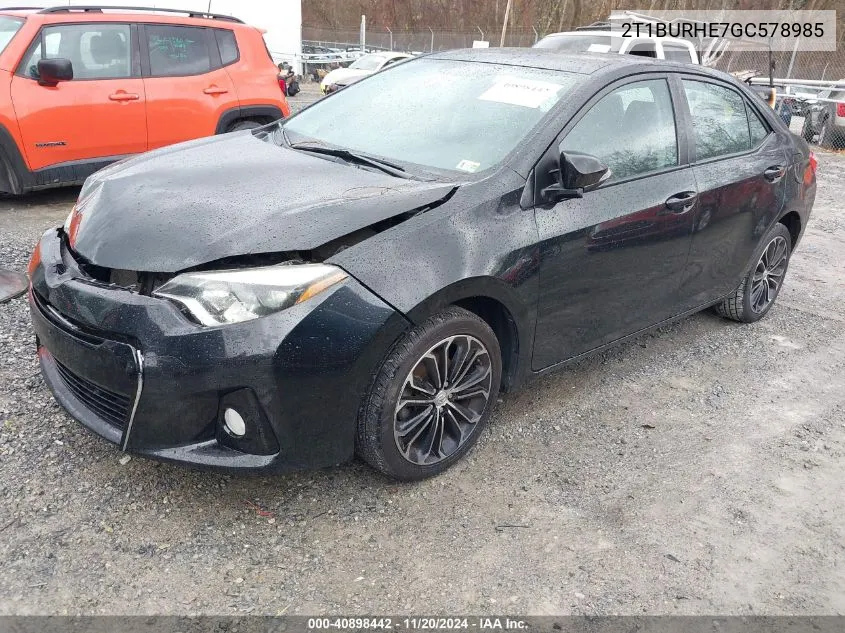 2016 Toyota Corolla S Plus VIN: 2T1BURHE7GC578985 Lot: 40898442