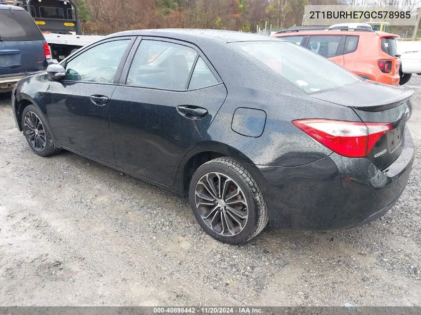 2016 Toyota Corolla S Plus VIN: 2T1BURHE7GC578985 Lot: 40898442