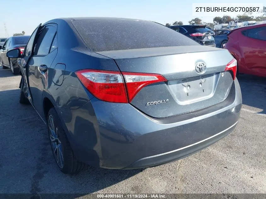 2016 Toyota Corolla L VIN: 2T1BURHE4GC700587 Lot: 40901601