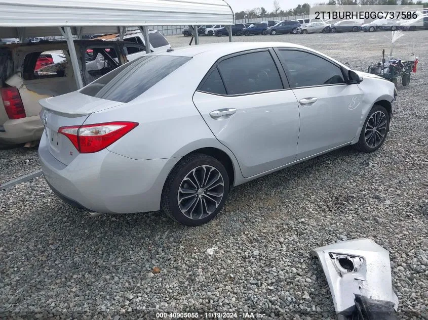 2016 Toyota Corolla S Premium VIN: 2T1BURHE0GC737586 Lot: 40905055