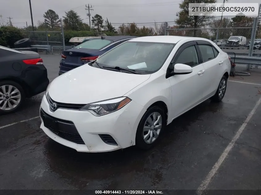 2016 Toyota Corolla Le VIN: 2T1BURHE9GC526970 Lot: 40914443