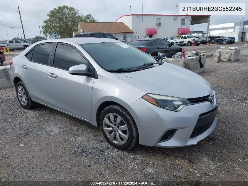 2016 Toyota Corolla Le VIN: 2T1BURHE2GC552245 Lot: 40924276