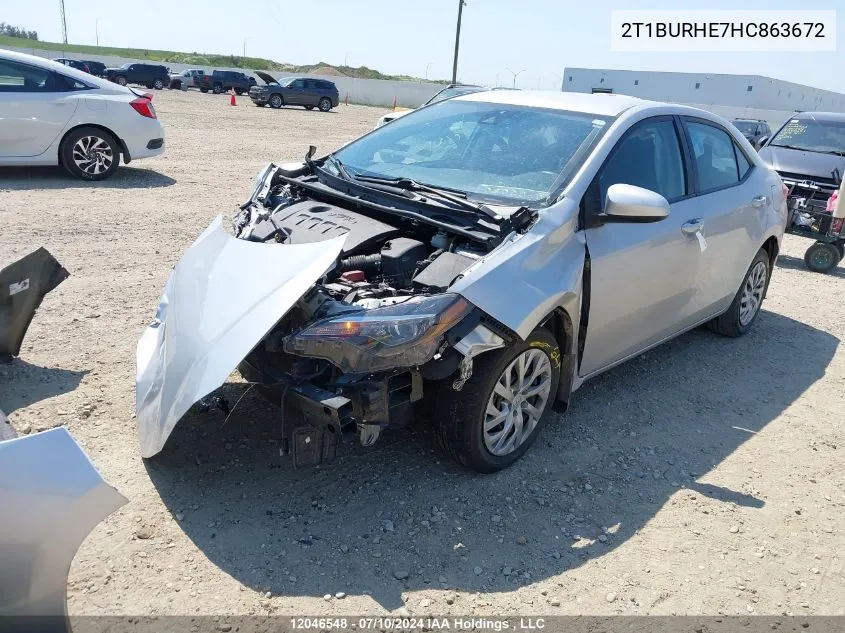 2017 Toyota Corolla VIN: 2T1BURHE7HC863672 Lot: 12046548