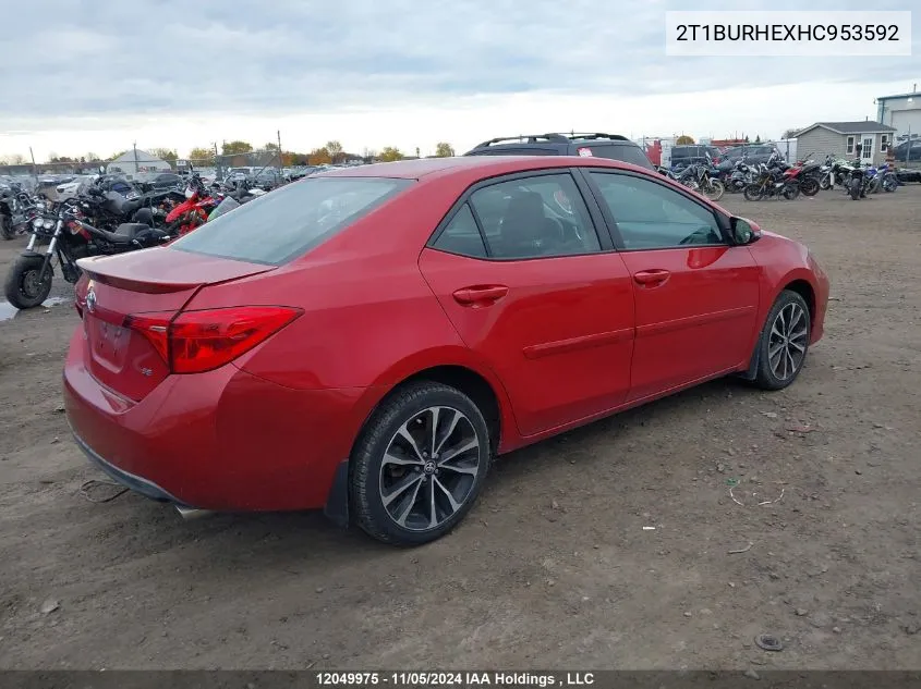 2017 Toyota Corolla Se VIN: 2T1BURHEXHC953592 Lot: 12049975