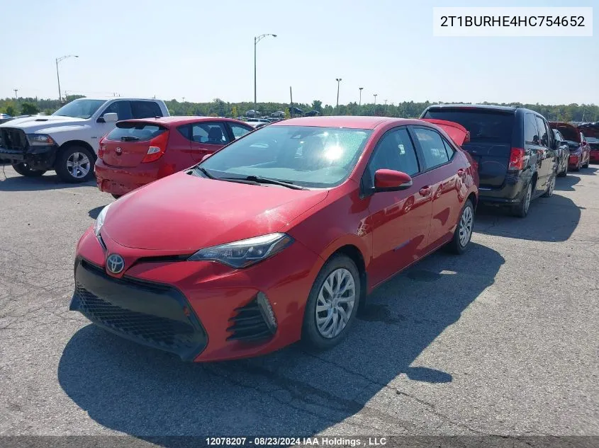 2017 Toyota Corolla L/Le/Xle/Se/Xse VIN: 2T1BURHE4HC754652 Lot: 12078207