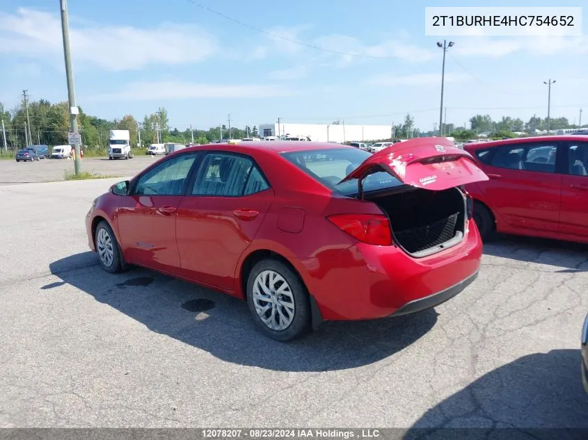 2017 Toyota Corolla L/Le/Xle/Se/Xse VIN: 2T1BURHE4HC754652 Lot: 12078207