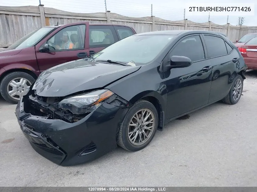 2017 Toyota Corolla Le VIN: 2T1BURHE3HC771426 Lot: 12078994